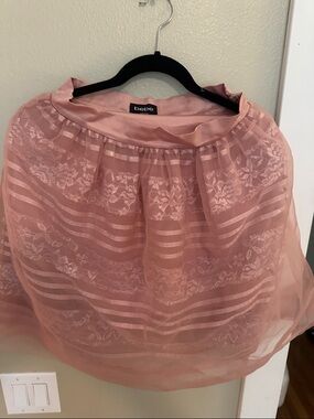 bebe Dusty Rose Lace-Overlay A-Line Skirt